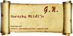 Gurszky Milán névjegykártya